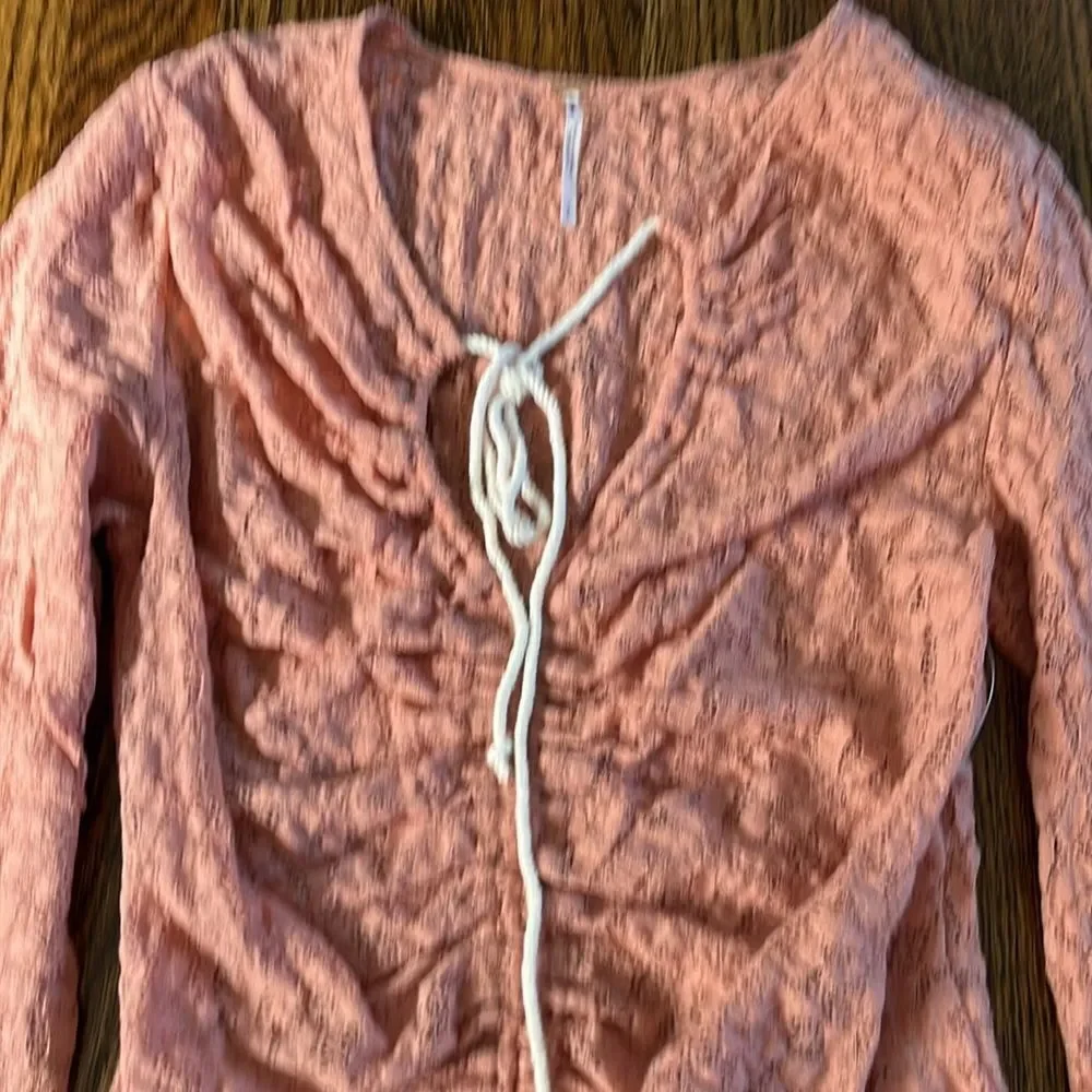 Free People small Free People Lilah Lace Scrunch Top in Blush Crush